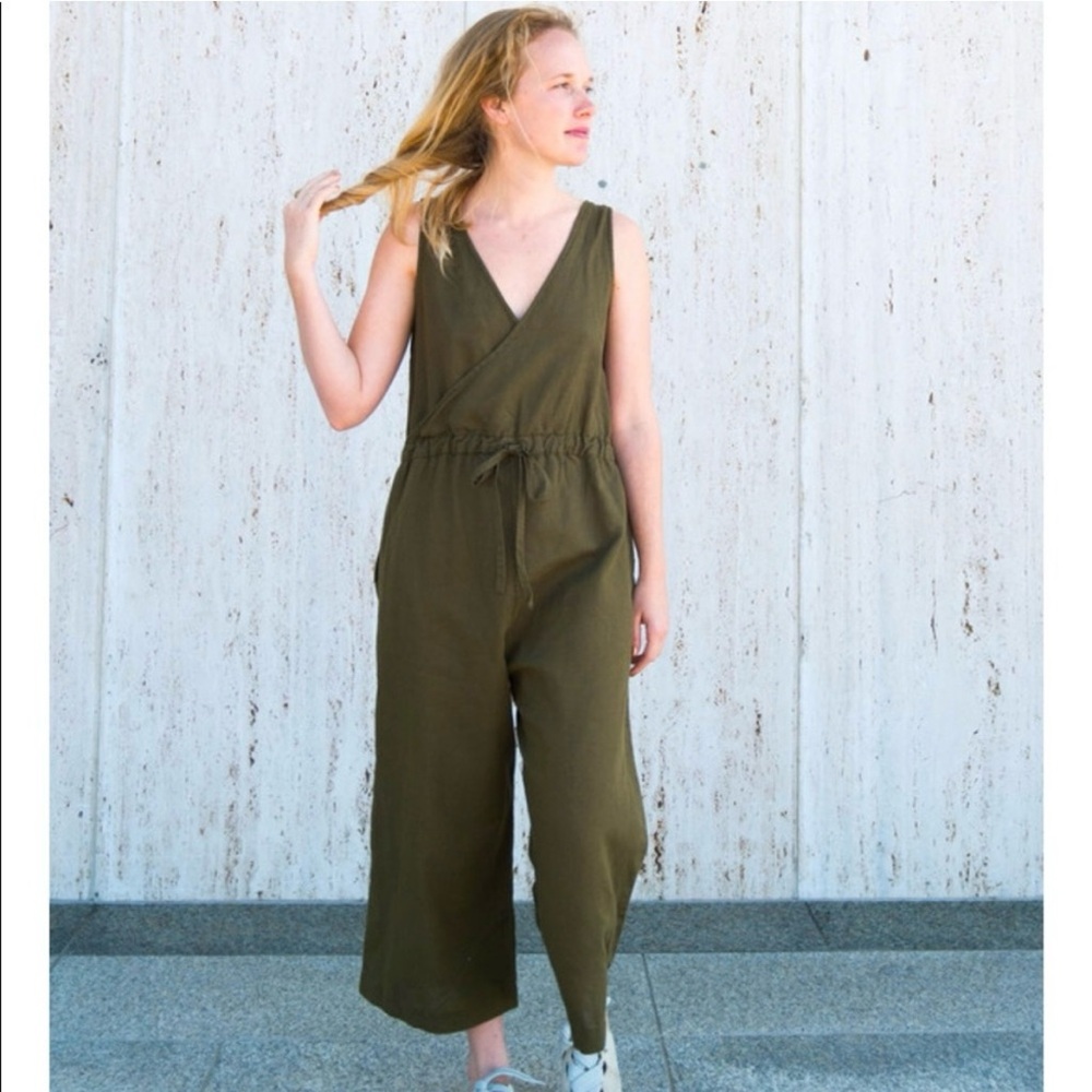 Esby Apparel green Allison linen Jumpsuit romper